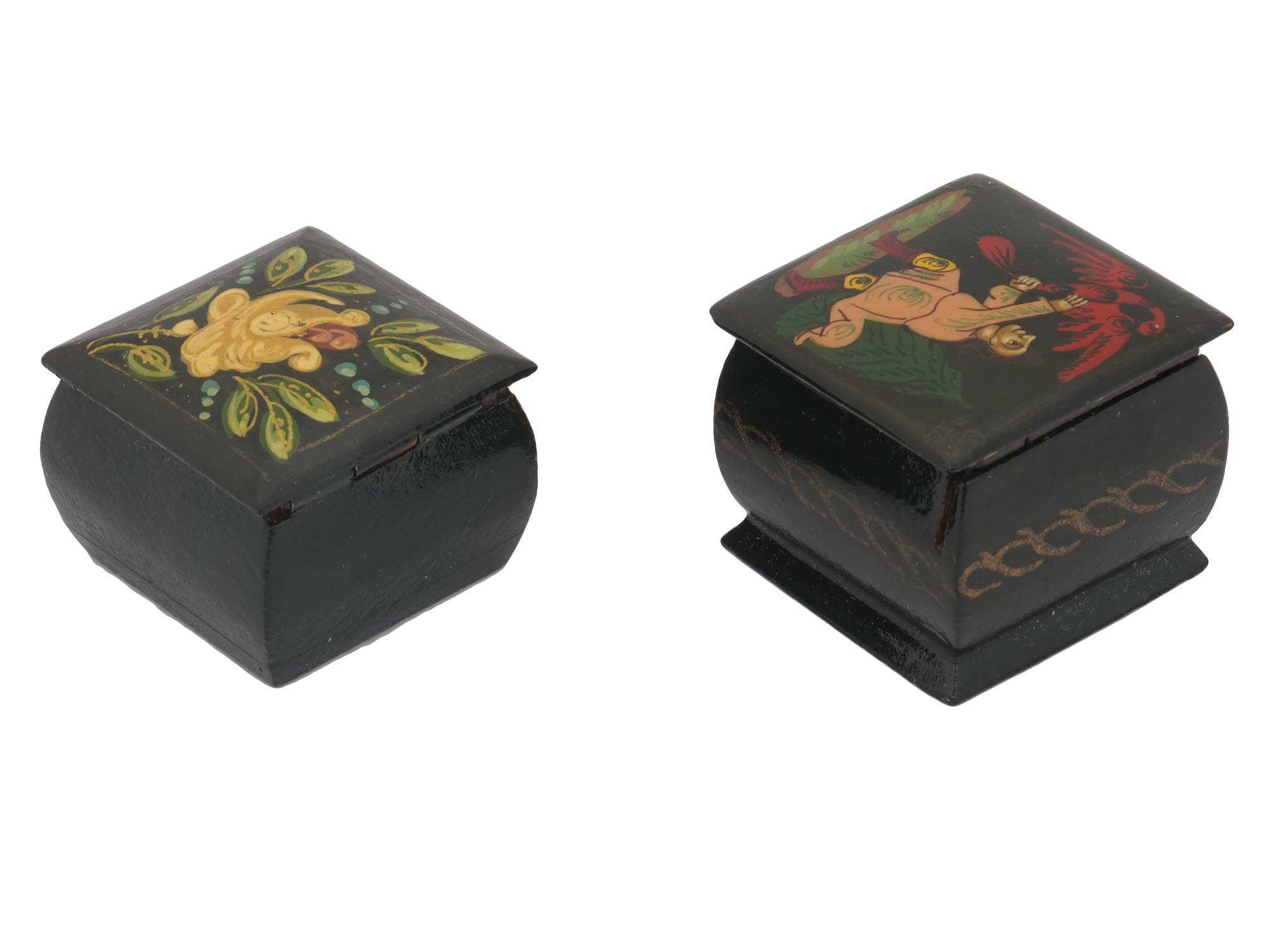 RUSSIAN PALEKH LACQUER TRINKET BOXES WITH FLOWERS PIC-4